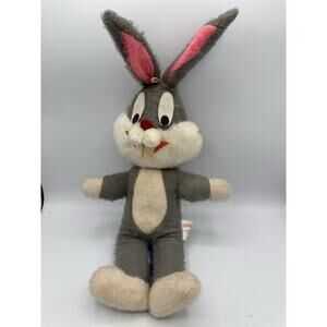 Vintage 1971 Warner Bros Bugs Bunny Plush 18” Mighty Star Gray White Rabbit